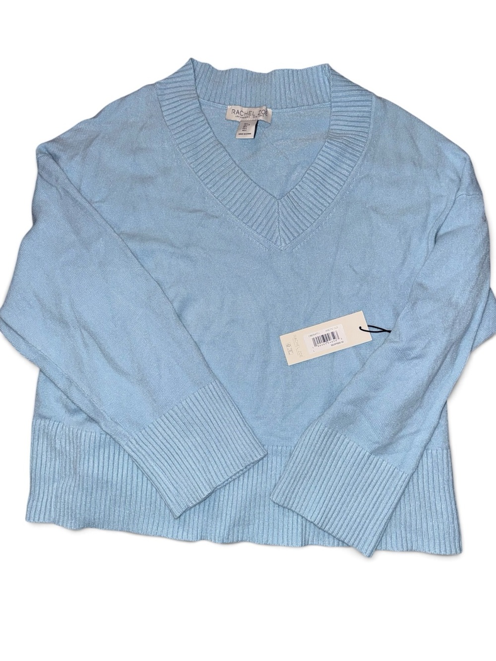 NWT Rachel Zoe Blue V-Neck Sweater Women’s Large Arctic Blue $89